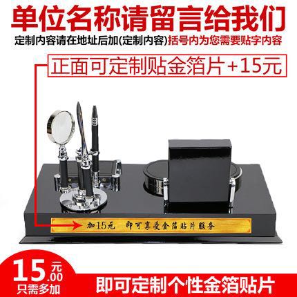 新款老板办公室桌面台历摆件带笔筒名片盒木质商务台历架