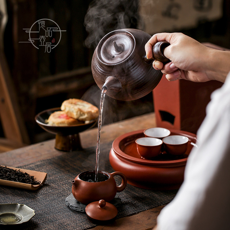 日式侧把壶家用电陶炉纯手工柴烧烧水泡茶复古养生炭炉围炉煮茶壶