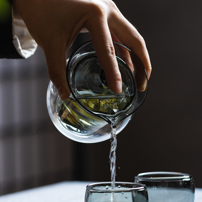 尚器 双层防烫泡茶壶耐高温玻璃隔热家用功夫茶具不烫手手抓盖碗