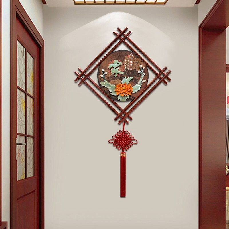 玄关挂饰新中式实木客厅背景墙卧室墙上装饰画餐厅墙面装饰挂件