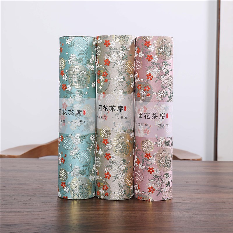 团花锦缎茶席 桌布新中式织锦茶巾茶盘垫日式禅意茶帘布艺桌旗