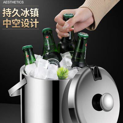 304不锈钢双层保温冰桶酒吧KTV香槟饮料啤酒桶手提冰块储存桶大号
