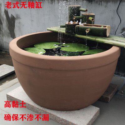 无釉土陶缸鱼缸老式水缸民间老旧水缸养鱼陶缸土缸无釉粗陶缸水缸