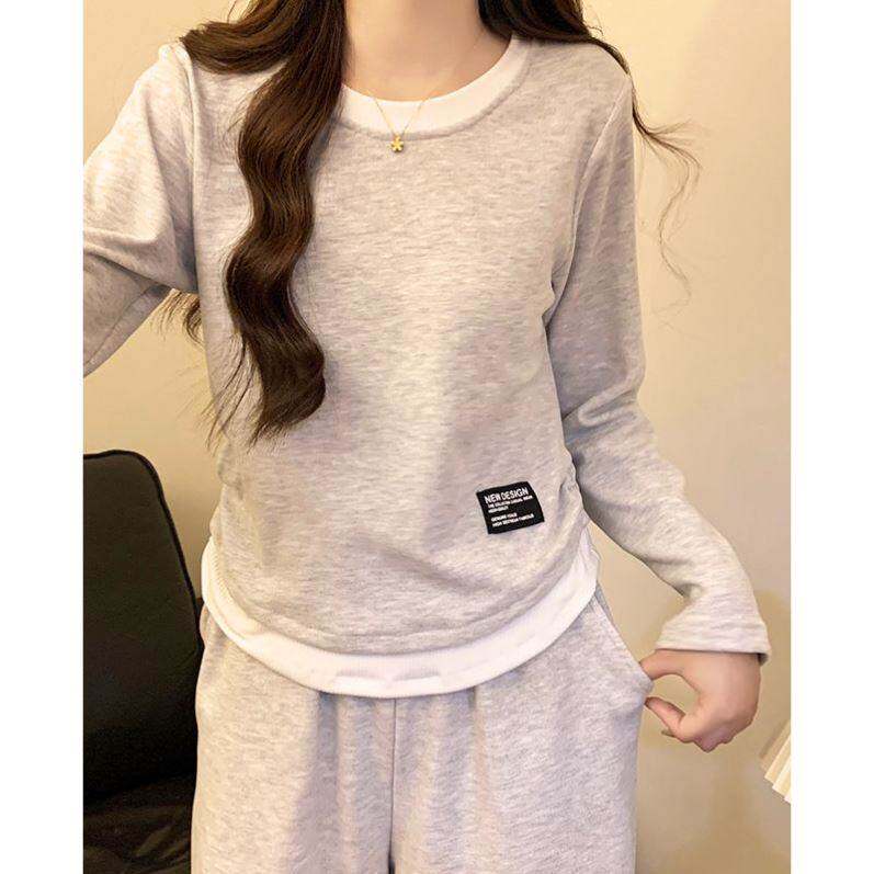 睡衣秋冬款女甜美羊绒可外穿日系假两件纯色春秋季套装网红家居服