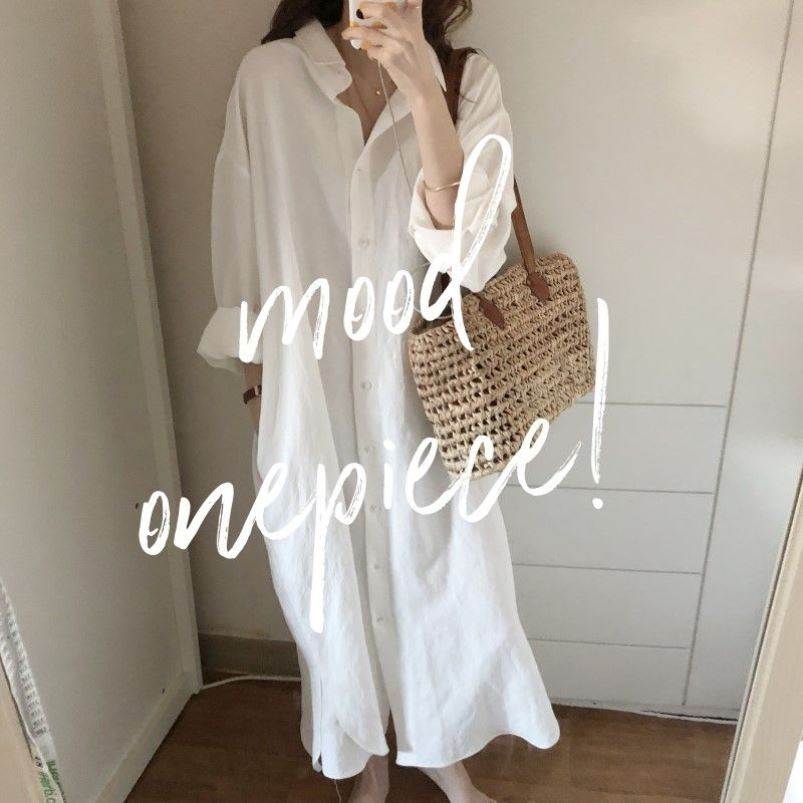 外搭透气慵懒风长款衬衫女夏薄款宽松海边度假防晒衣白色过膝外套