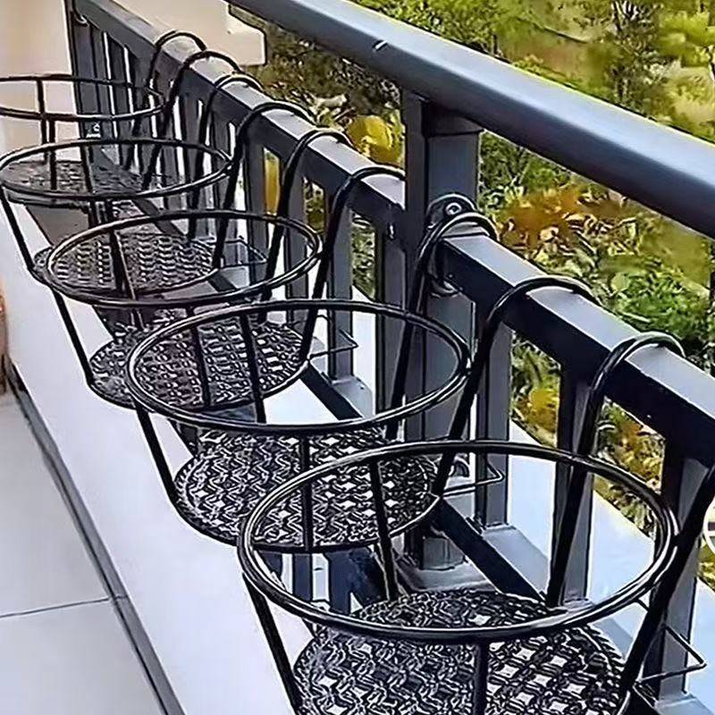 花架阳台悬挂式铁艺花篮栏杆护栏窗台绿萝吊兰花盆架家用置物挂架图片
