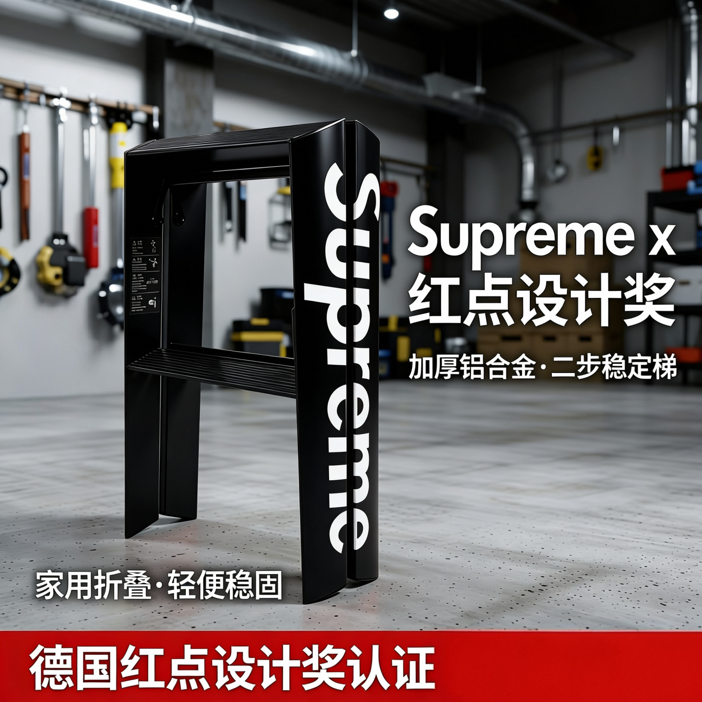 supreme家庭折叠梯子家用梯子轻便迷你小梯子二步多功能小梯凳图片