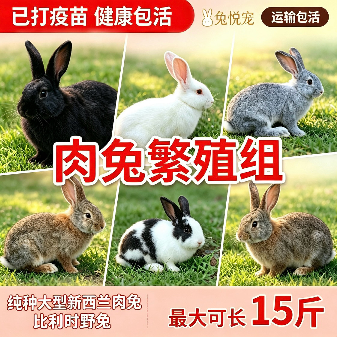 比利时肉兔活兔子家养活体兔子大型肉兔新西兰白兔中华黑兔包繁殖
