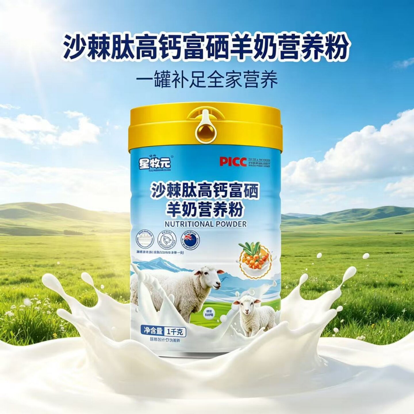 新西兰多肽富硒高钙益生菌无蔗糖中老年羊奶粉补充营养粉增免疫力