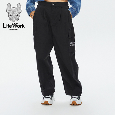 LIFEWORK HIDEAWAY多口袋工装裤女宽松休闲长裤直筒裤抽绳裤脚