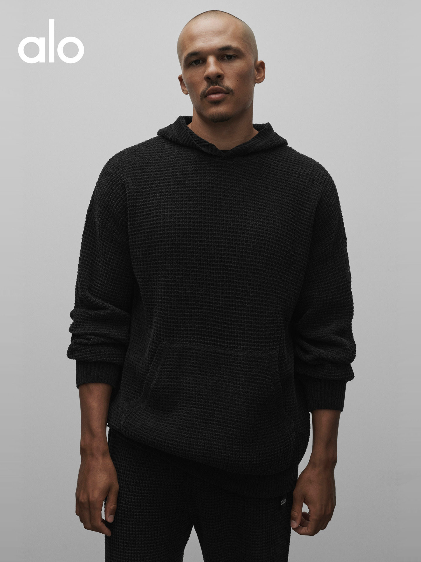 ALO | Men's 2026 Fall Waffle Chenille Edition Loose Hooded Sweatshirt
