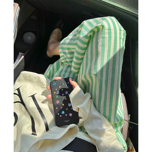 绿色条纹休闲裤子女夏季