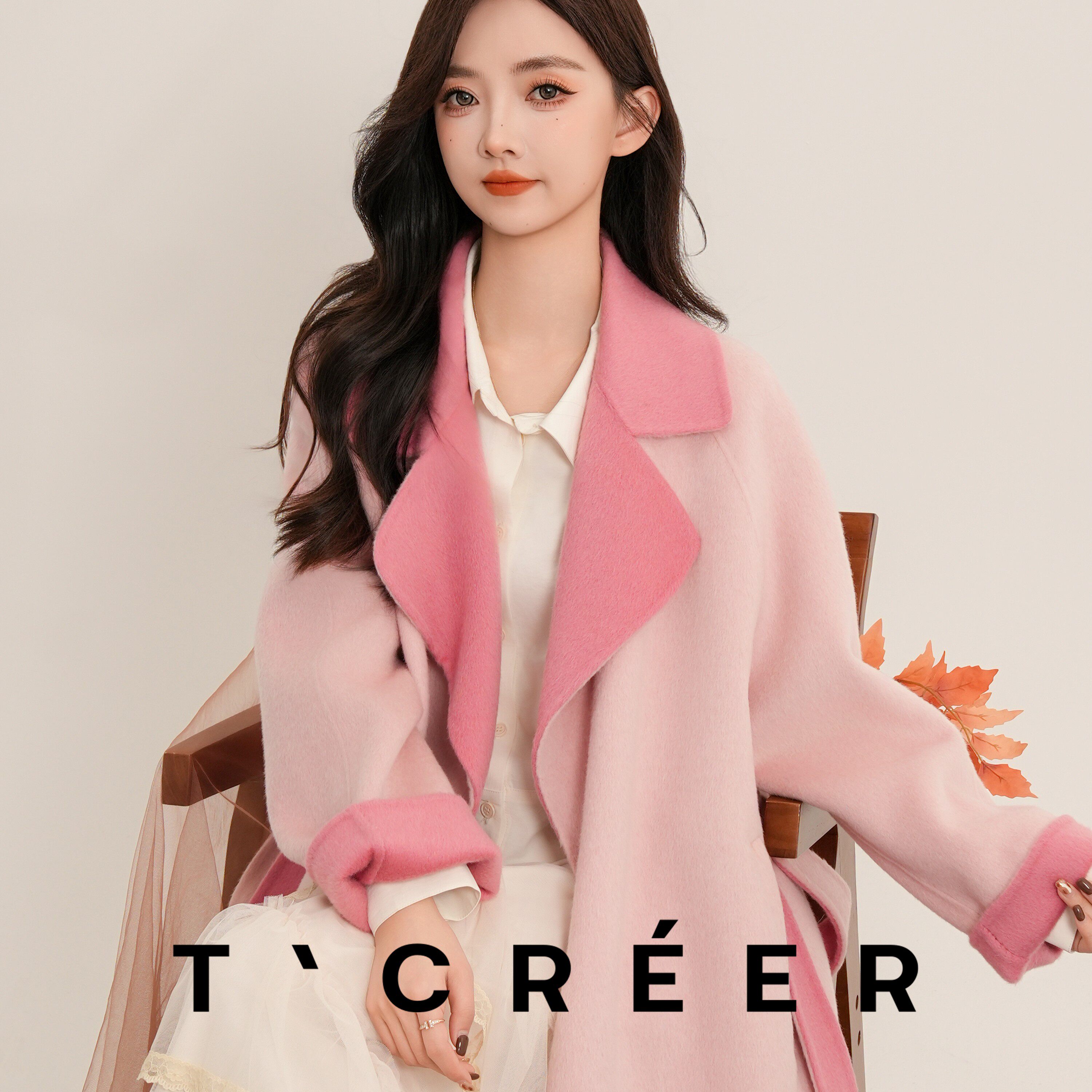 【内购会】T`CREER｜【归鸿落雪】韩系温柔大翻领百搭通勤大衣女