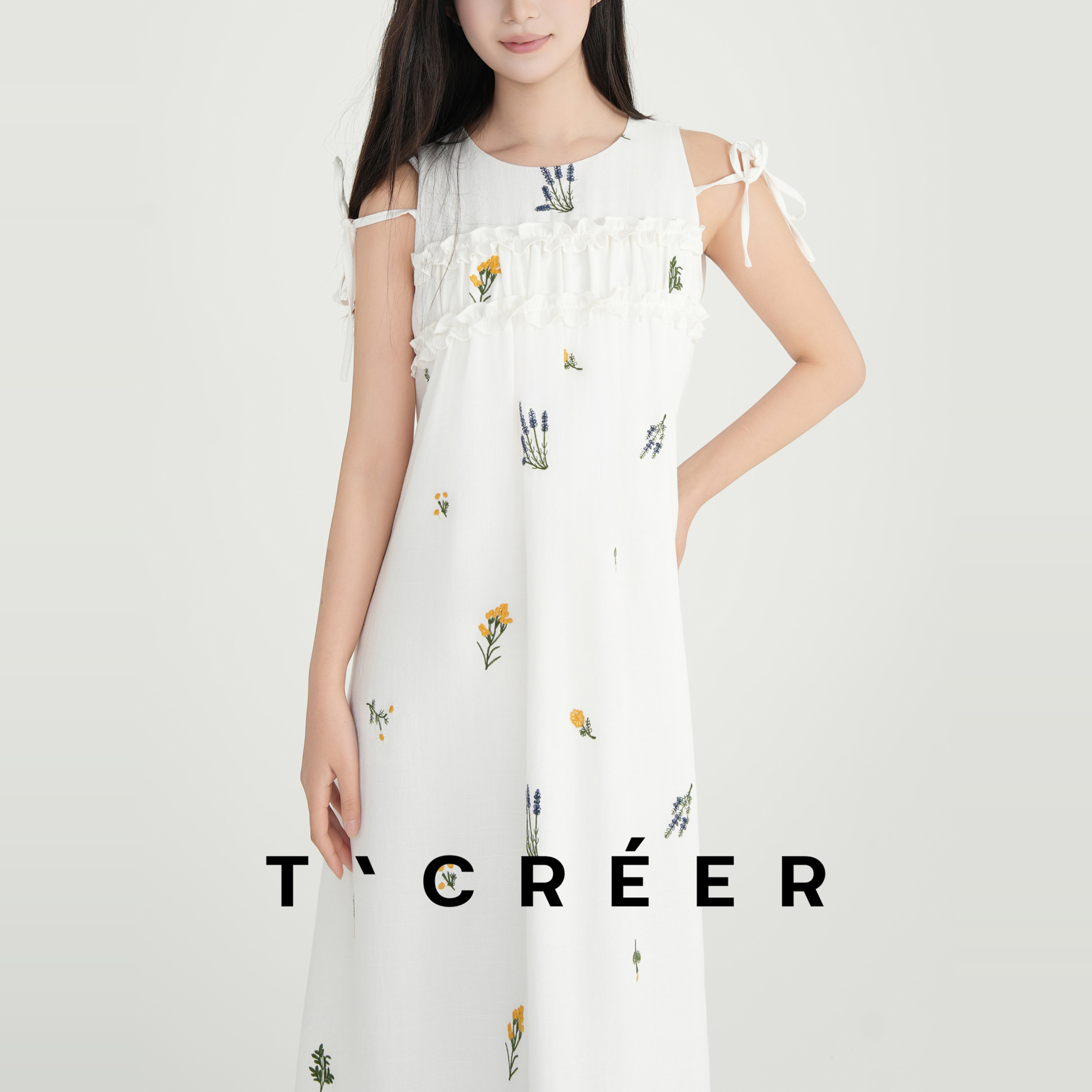 T`CREER｜【影与月白】清纯甜美夏日度假连衣裙女