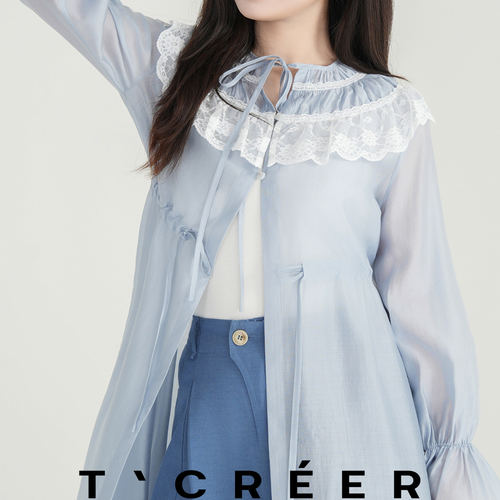 【内购会】T`CREER｜【盈盈秋水】娃娃领撞色精致甜美连衣裙女夏