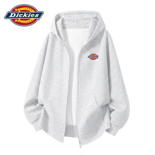 Dickies灰色开衫卫衣男刺绣外套
