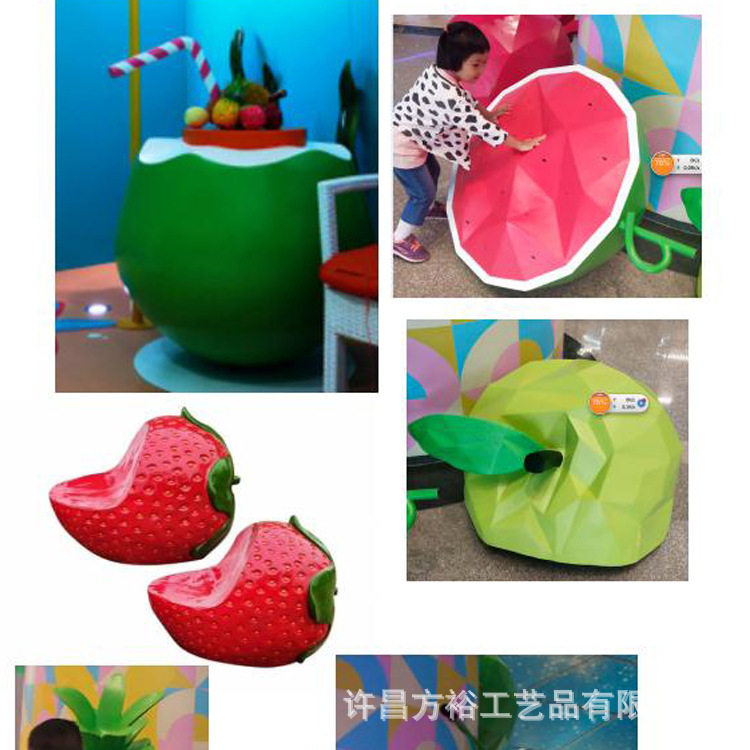 户外水果卡通玻璃钢雕塑商业展览铁艺摆件美陈道具户外景观雕塑