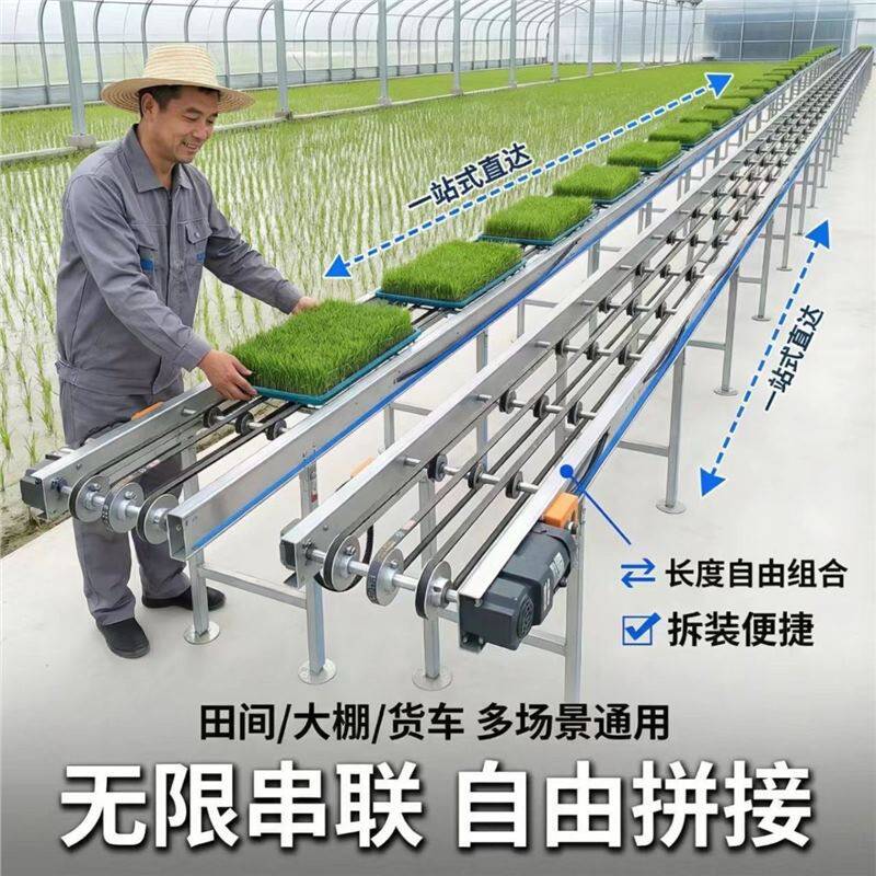 可折叠秧苗输送机育秧流水线秧盘输送带育苗塑料大棚育苗盘运输机