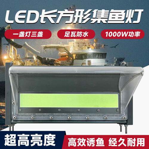 源头厂家亮长方形led集鱼灯1000W防水出海效捕鱼照明灯具诱鱼
