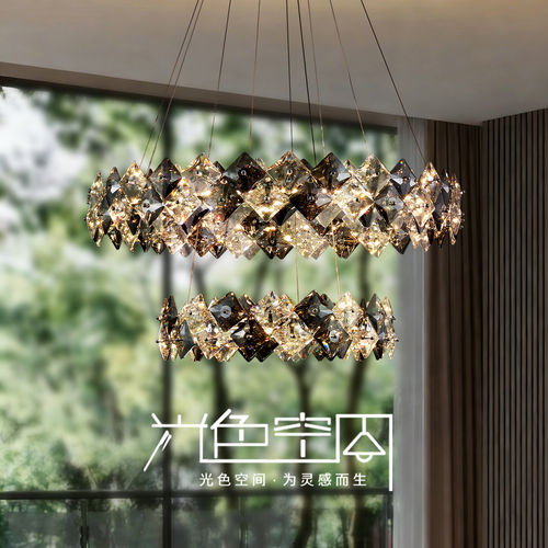 客厅吊灯大厅主灯2025新款高级感轻奢现代意式极简轻奢水晶吊灯