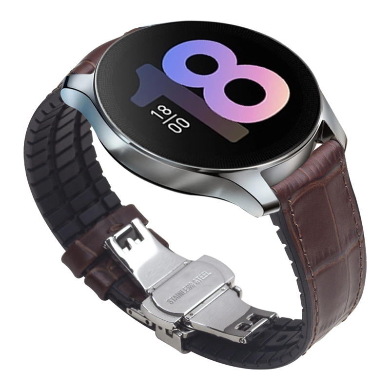 适用watch46mm真皮商务表带