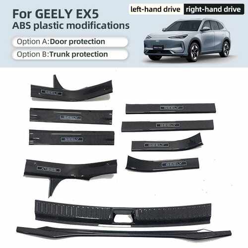 适用于GEELY EX5门槛条改装迎宾踏板后备箱护板后杠尾门贴银河E5