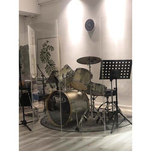 透明亚克力鼓设置屏幕鼓屏蔽降噪吸声板爵士鼓室舞台折叠盖边框