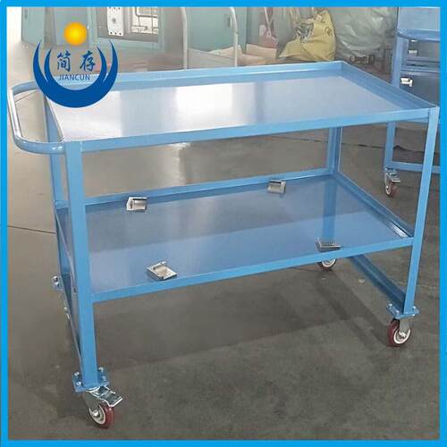 AGV物料小车 钳工物料车物流台车重型铁板双层静音推车角钢物料车
