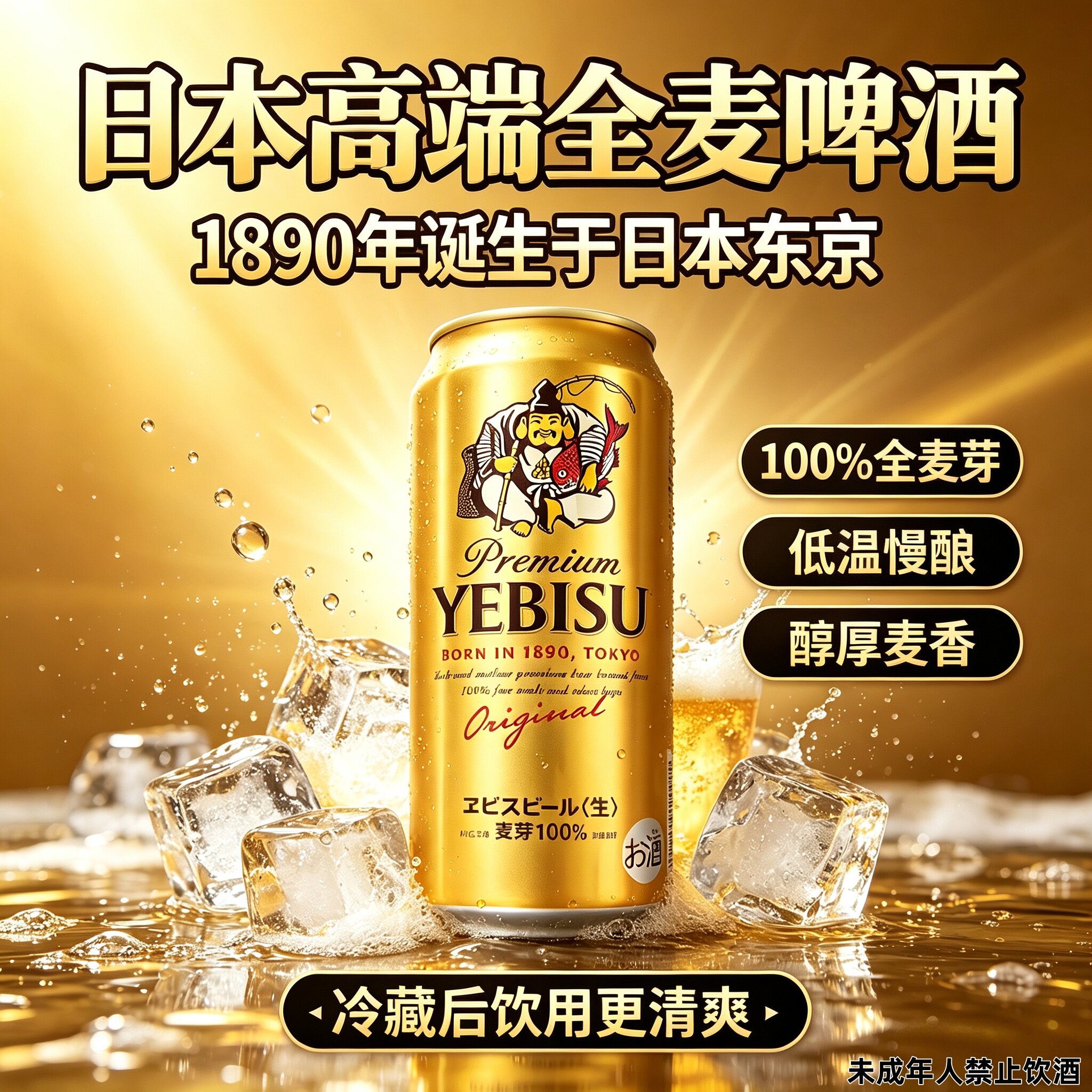 日本三宝乐惠比寿经典金罐原装进啤酒