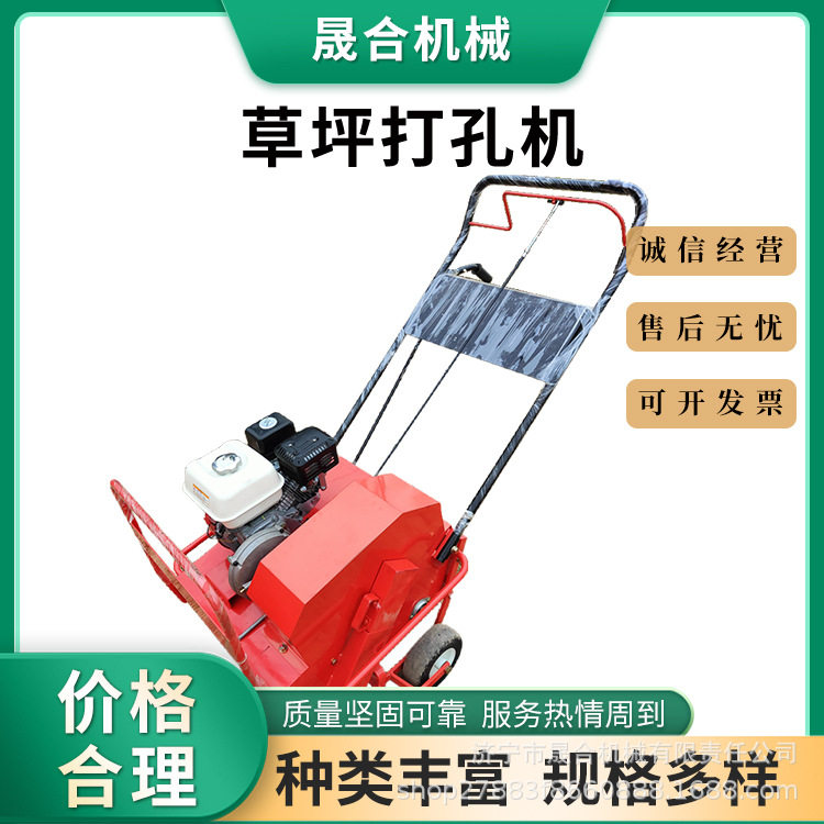 晟合机械供应人工草坪打孔机通气增氧小型种植草坪汽油钻孔机