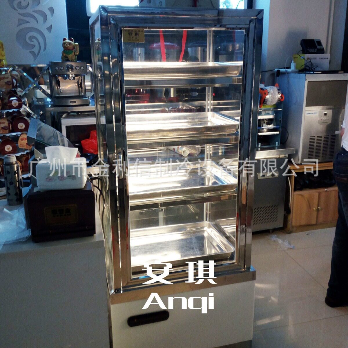 安琪牌立式四面玻璃恒温黄桃葡挞电热保酥陈列柜熟食糕点保酥箱