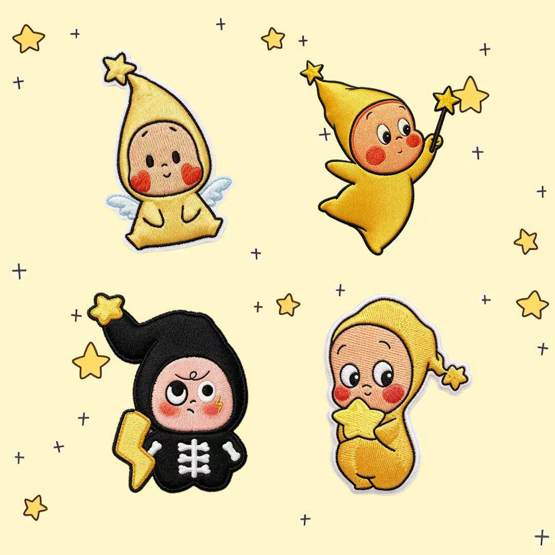 可爱卡通星星人刺绣贴装饰diy背包围巾鞋帽衣服补丁贴免缝布贴