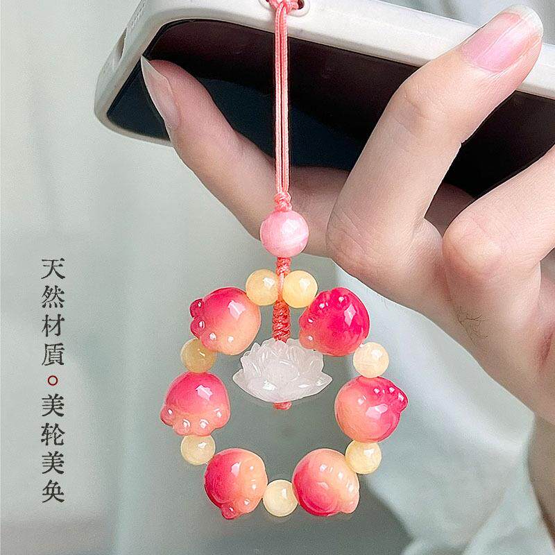 【普陀山】杨梅飘花菩提手串女猫爪手机挂绳情侣手机链精致汽车挂