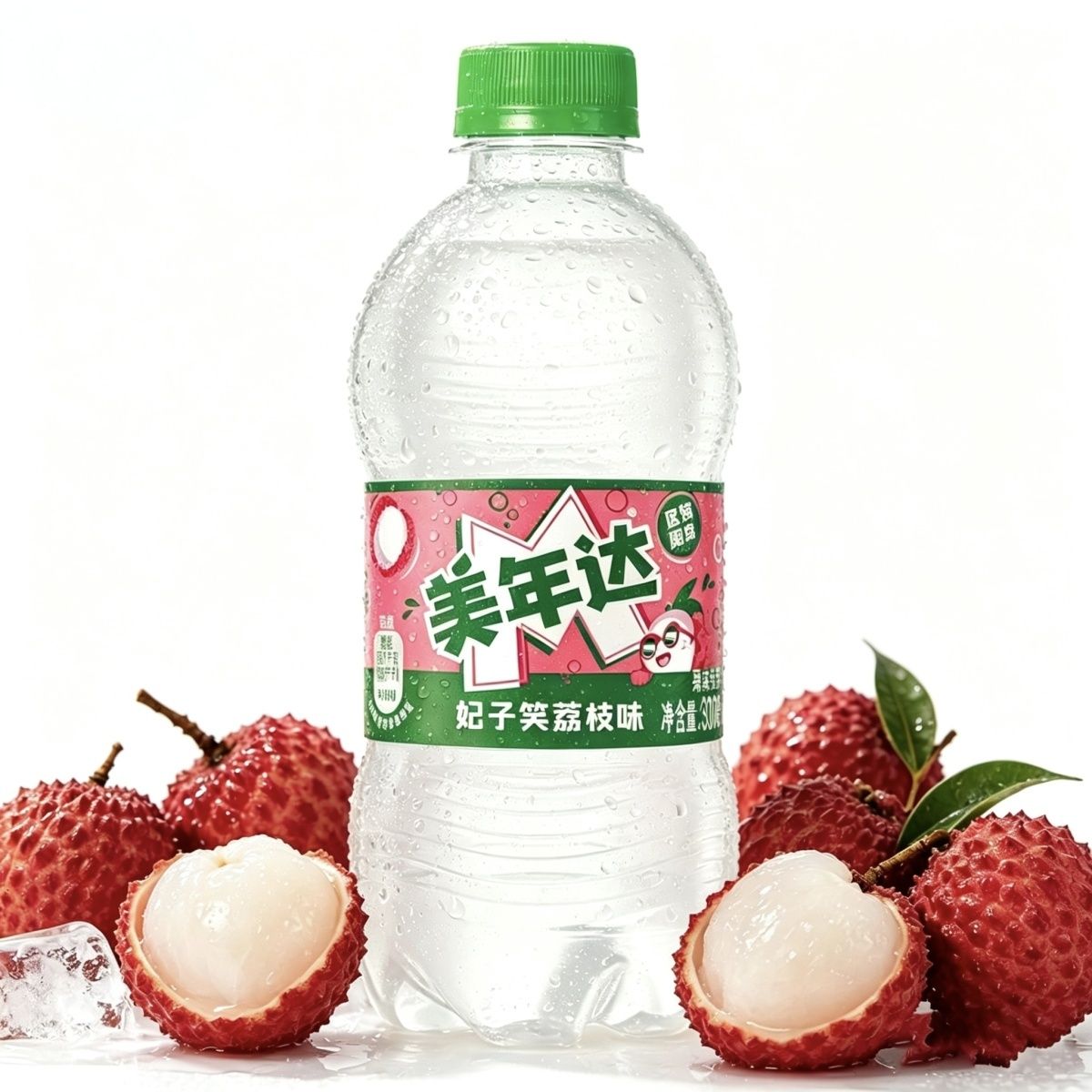 美年达荔枝味汽水300ml*4瓶装果味饮料清新口感夏日休闲聚会饮品