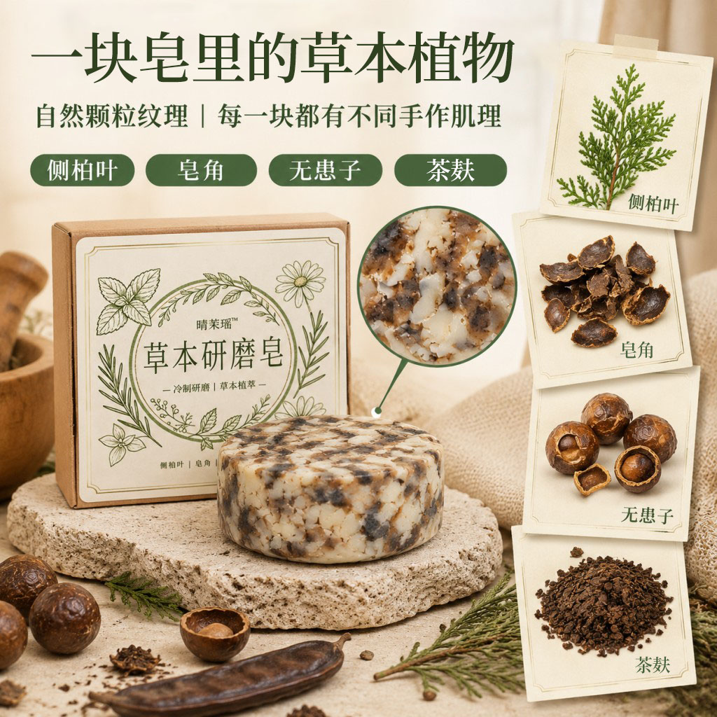 草本研磨皂侧柏叶日用清洁皂