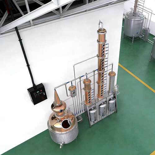 厂家供应双塔蒸馏设备 紫铜酿酒器 烈酒蒸馏设备 白兰地蒸馏器