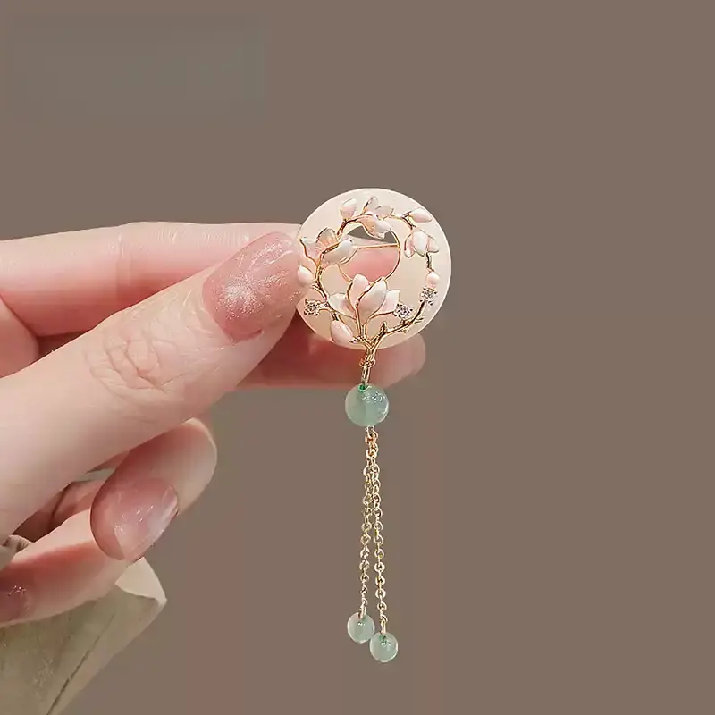 锌合金玉兰花胸针高端旗袍压襟