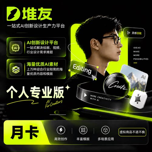 【兑换码】堆友个人专业版会员1个月 AI创新设计生产力平台