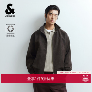杰克琼斯男装秋季夹克仿麂皮立领潮流舒适轻商务通勤经典立领外套
