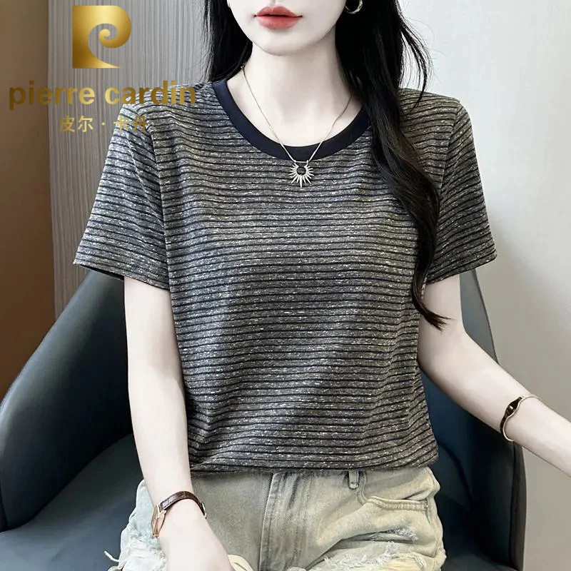 皮尔卡丹薄款短袖T恤女2025新款夏季显瘦宽松洋气半袖气质大码