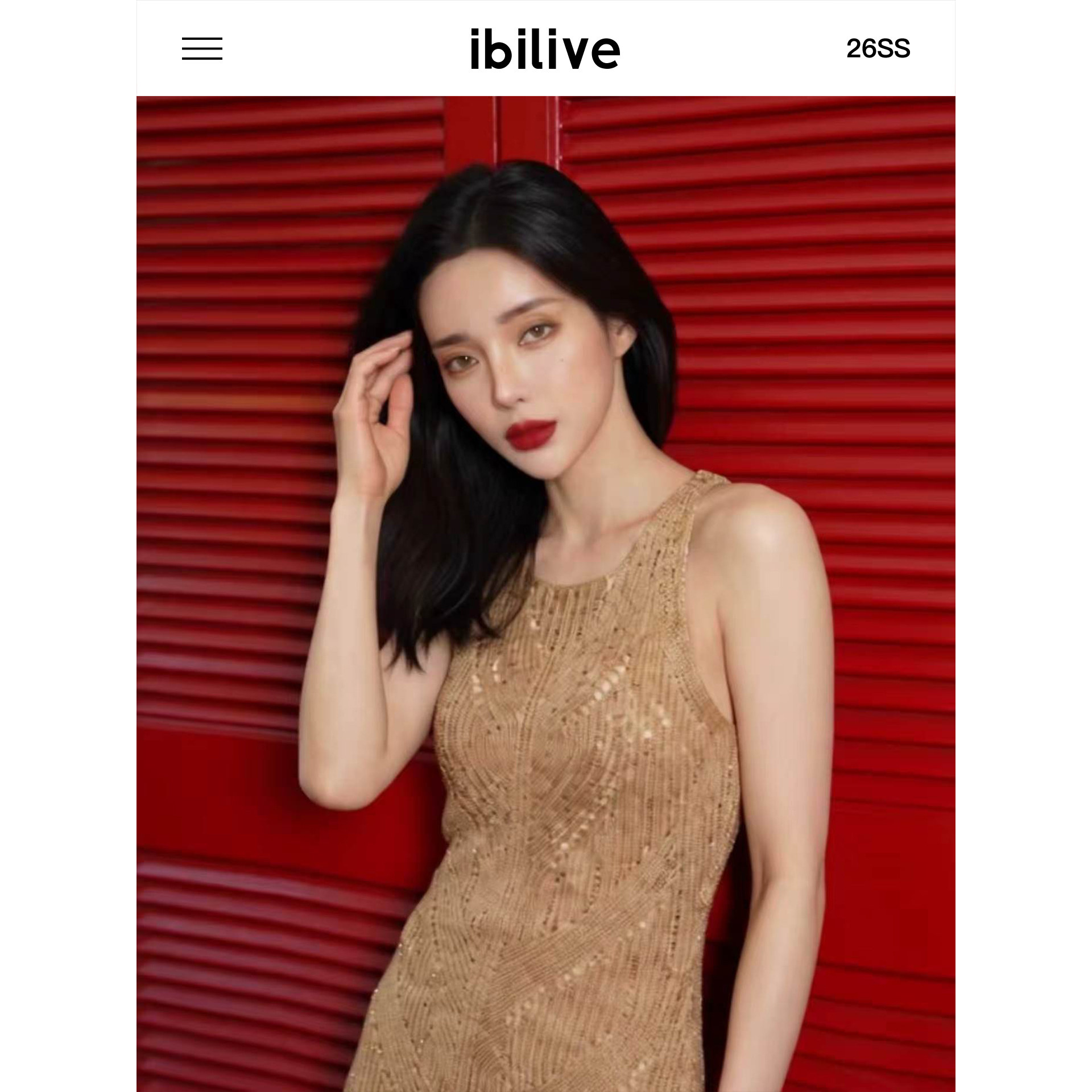 IBILIVE纯欲千金风烫钻挂脖修身显瘦无袖连衣裙百搭包臀针织短裙