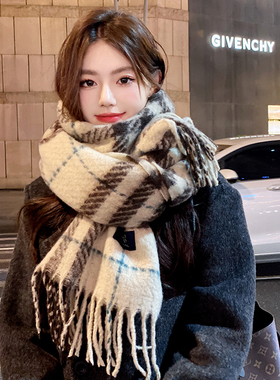 OVANCY高级感围巾女冬季2025新款韩系大衣仿羊绒披肩加厚保暖围脖