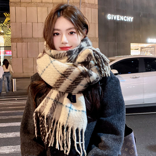 OVANCY高级感围巾女冬季2025新款韩系大衣仿羊绒披肩加厚保暖围脖