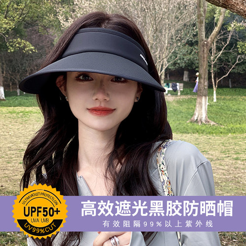 黑胶防晒帽强遮光空顶遮阳帽
