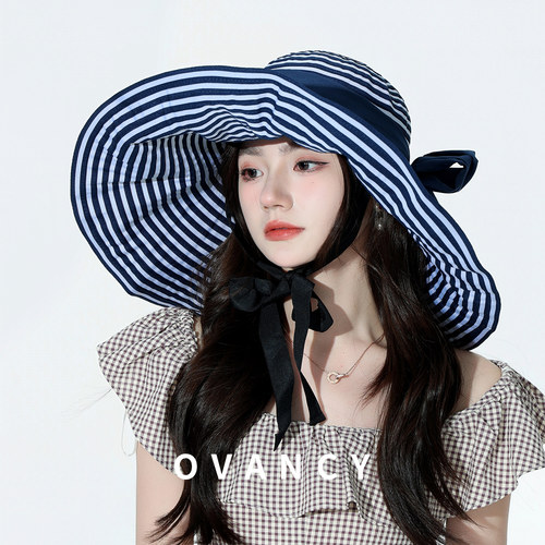 OVANCY超大帽檐防晒渔夫帽女2026新款夏季防紫外线遮脸太阳遮阳帽