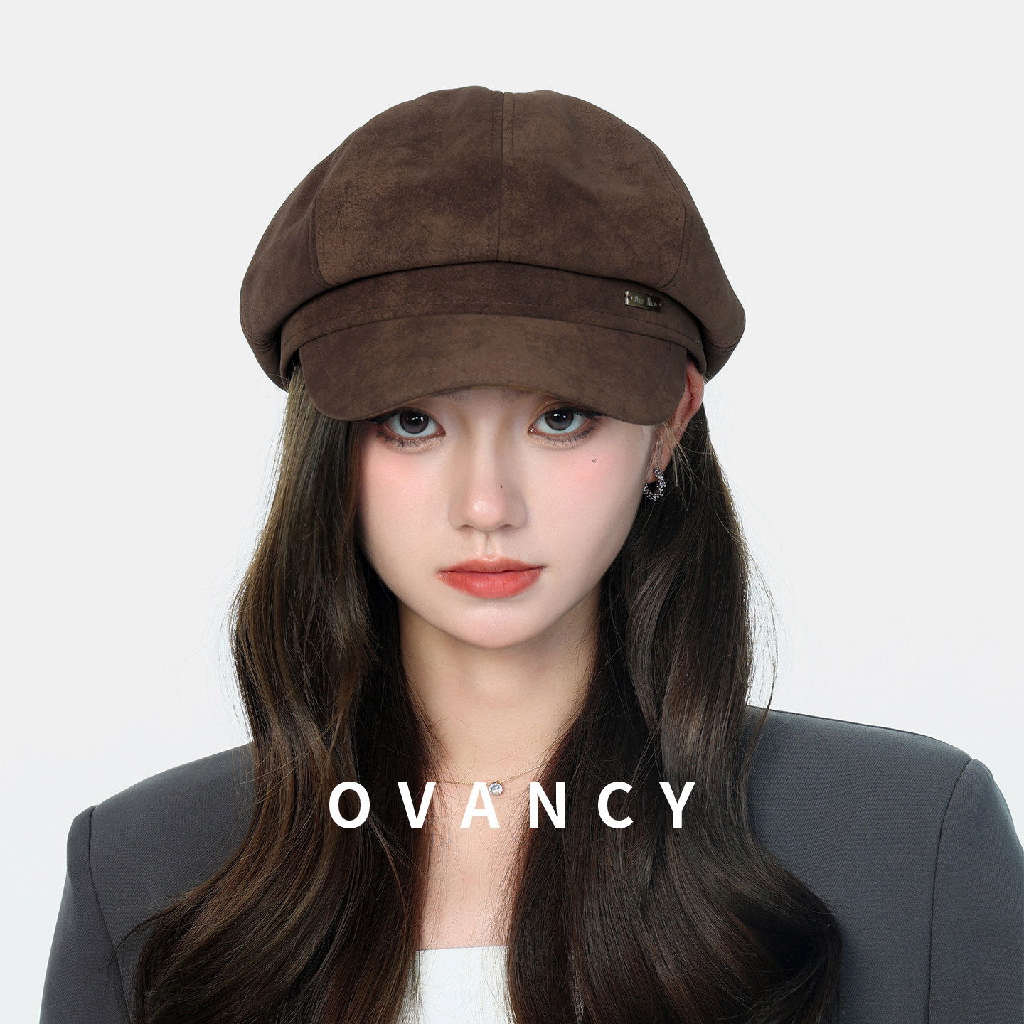 OVANCY日系复古八角帽女2025新款显脸小贝雷帽早秋百搭画家报童帽