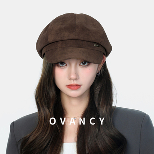 OVANCY日系复古八角帽女2025新款显脸小贝雷帽早秋百搭画家报童帽