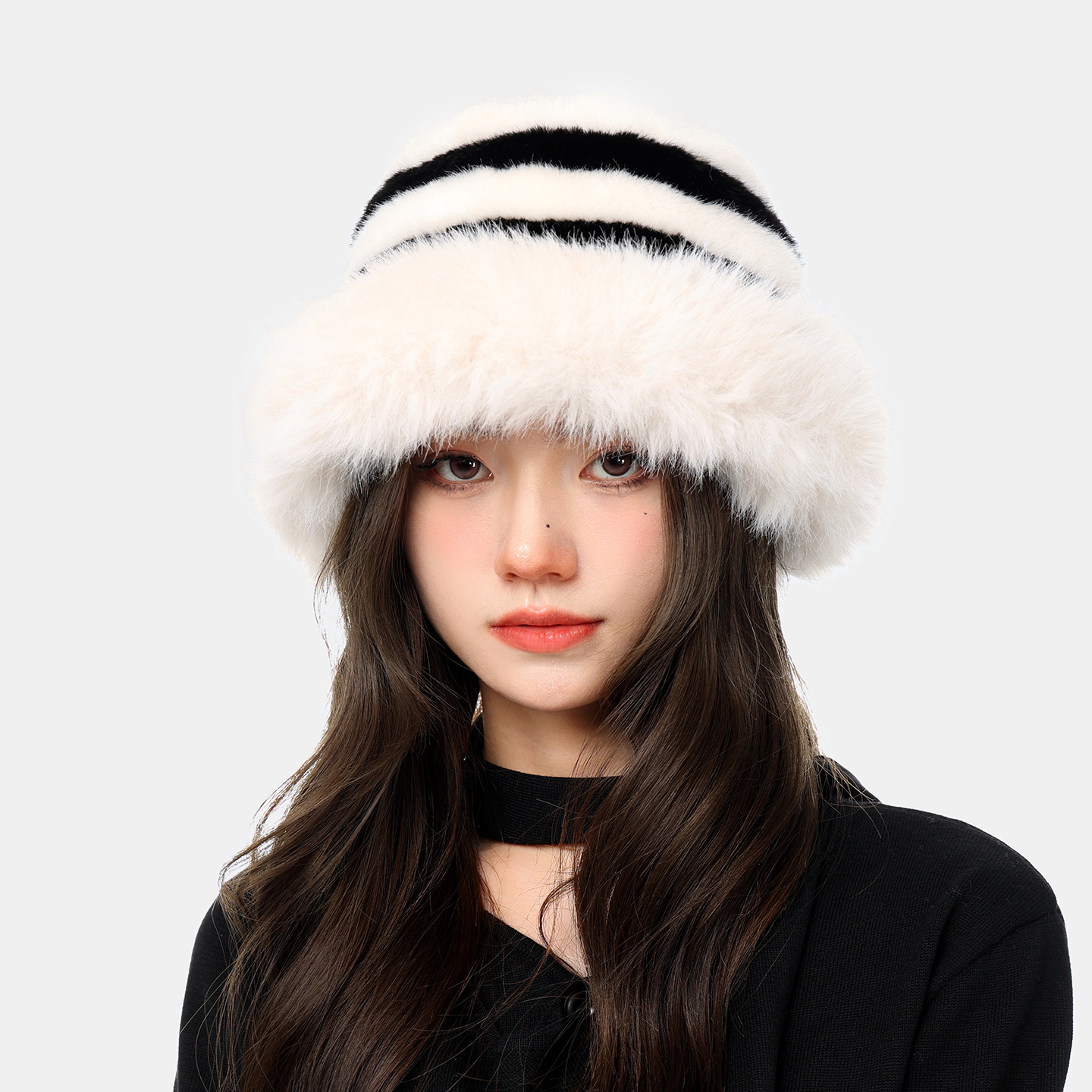 OVANCY高级毛绒雷锋帽女冬季新疆阿勒泰毛茸茸保暖包头护耳渔夫帽