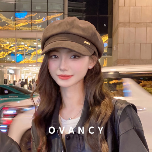 OVANCY显脸小复古八角帽女2026新款日系贝雷帽百搭画家鸭舌报童帽