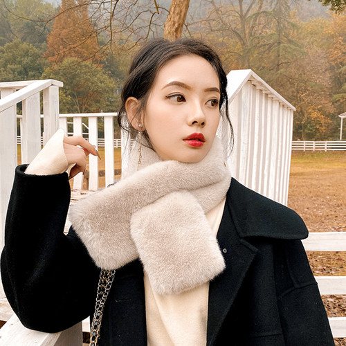 兔毛围脖女冬季仿皮草百搭毛围巾